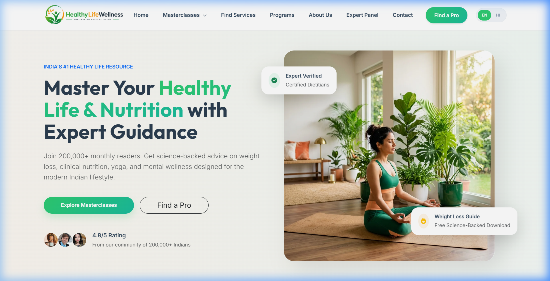 Healthy Life Wellness Desktop View