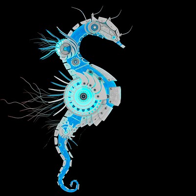 Mechanical Seahorse 3D Model 3D Render