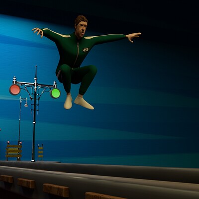 Squid Games Jumping Rope 3D Environment 3D Render